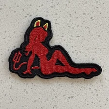 Sexy Red Devil Girl Patch Embroidered Iron 2x3 Inch