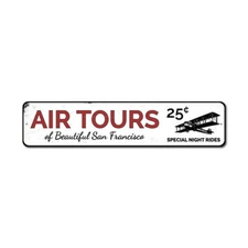 Air Tours Sign, Personalized Airplane Pilot Location Name Metal Decor Sign