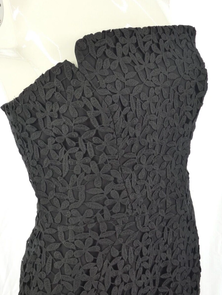 Vestido Jill Stuart Negro Encaje Formal Sin Tirantes Floral Boda Invitada Talla UK 10 Foto 4 de 4