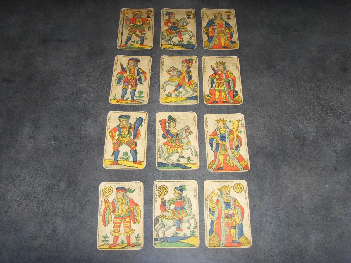 Ancien Jeu De Cartes D'Aluette Grimaud – Dos écossais – Nombreux Plis