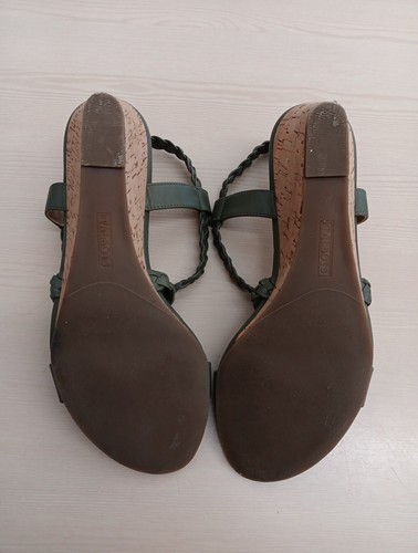 Talbots Royce Braid Sandals 7M Summer Sage Green Leather Upper Wedge Heel EUC - Picture 6 of 6
