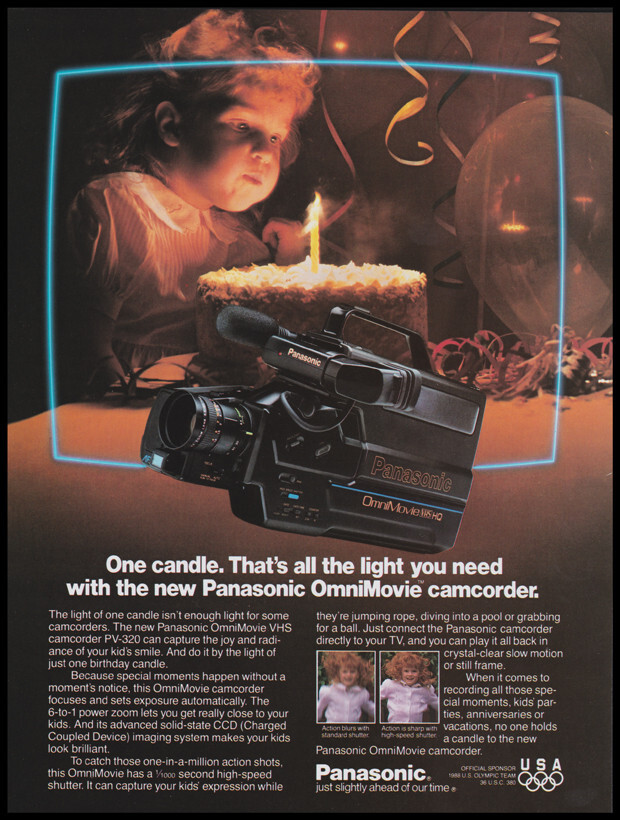 1987 Panasonic Camcorder Ad Featuring Girl with Birthday Cake-image