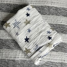 Aden  Anais Blue Stars Baby Swaddle Security Blanket White Gray Muslin Lovey
