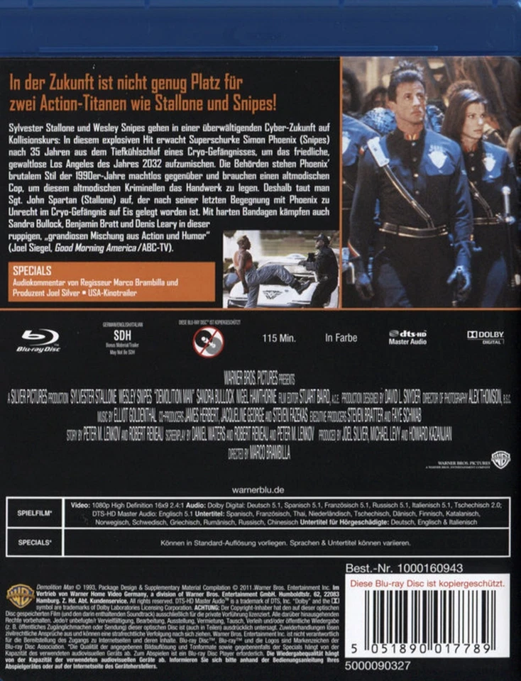Demolition Man (1993)[Blu-ray/Neu/OVP] Sylvester Stallone, Wesley Snipes, Sandra - Bild 2 von 4