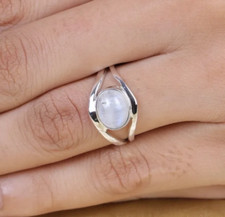Rainbow Moonstone Solid 925 Sterling Silver Handmade Ring Statement Jewelry