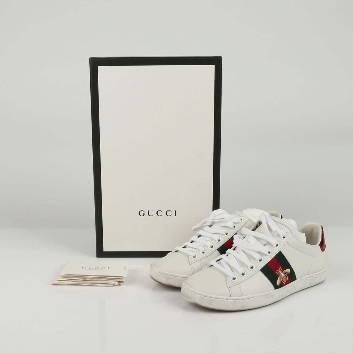 Gucci White Leather Ace Bee Embroidered Sneakers 431942 34 Gucci White Leather Ace Bee Embroidered Sneakers 431942 34