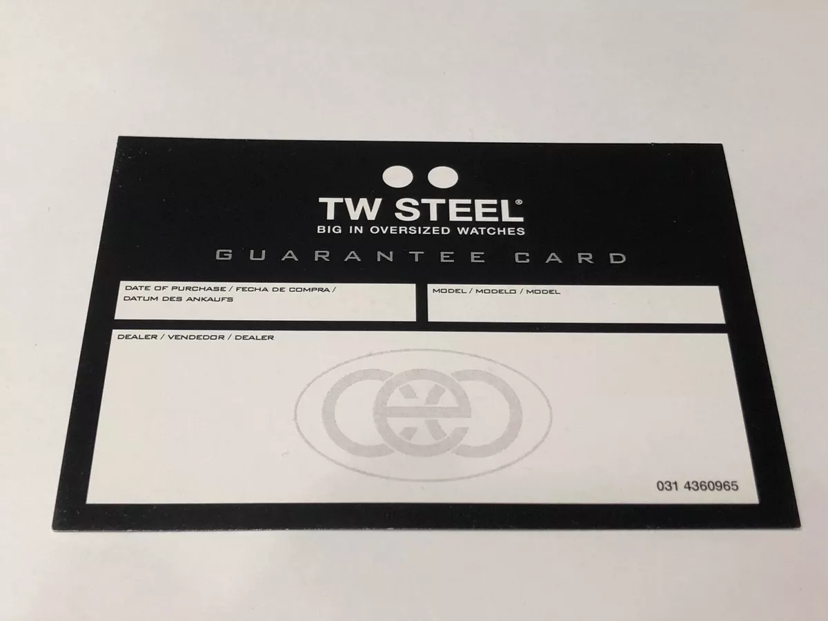 TW STEEL Guarantee Card For Watches Montres