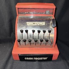Original Vintage 1950  s TOM THUMB Red Metal Toy Cash register, In Used Condition