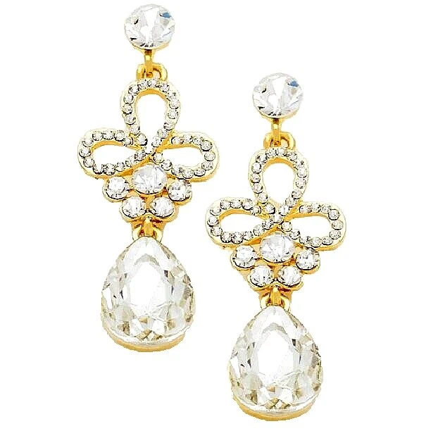 Crystal Yellow Gold Plated Chandelier Fashion Earrings