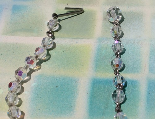 Graduated Clear Crystal Beaded Necklace, 7" Choker - Picture 4 of 5