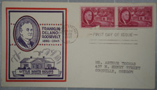 US 1945 FDC, Franklin D. Roosevelt, Warm Springs, Block of 2 2c (#1)