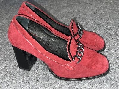 GIROTTI Women's Penny Loafer Pumps 39 us 8.5 Red Suede