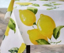 Printed Fabric Tablecloth 60"x84" Oblong, CITRUS FRUITS,LARGE LEMONS, CITRINA,BM
