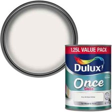 Dulux Once Gloss Pure Brilliant White Paint Wood  Metal 1.25L