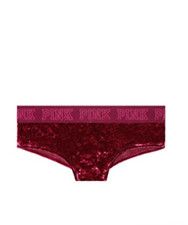 Victoria's Secret PINK Logo Velvet Cheekster Panty Deep Ruby