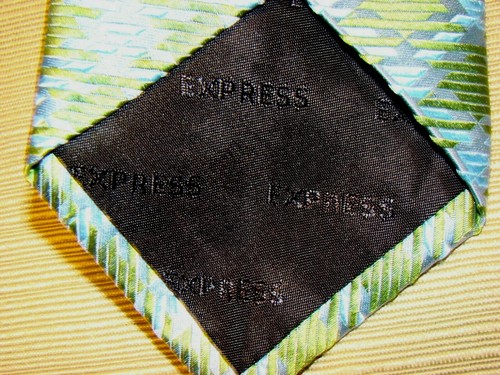 Men's Express Design Studio 100% Silk Neck Tie ~ Bright Blue & Green - Picture 6 of 6