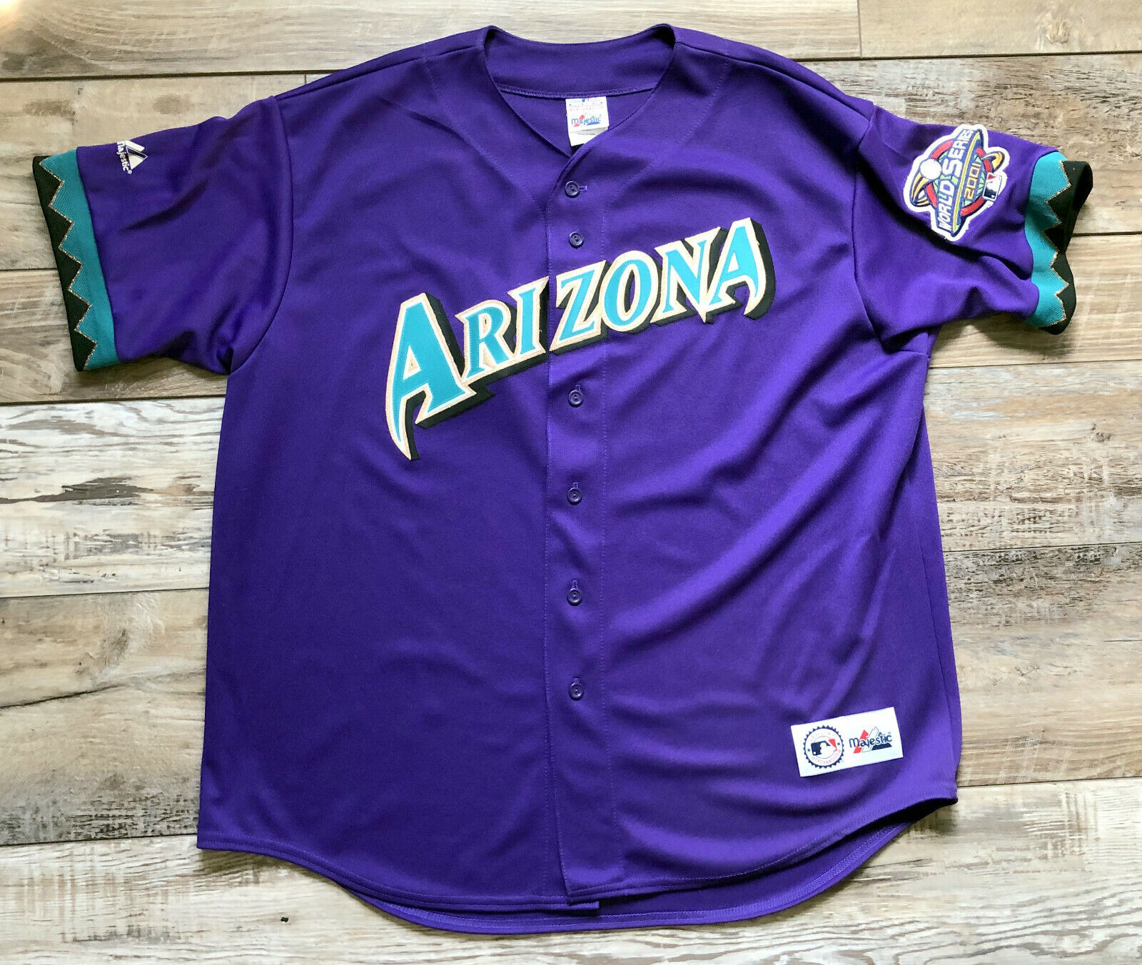 Arizona Diamondbacks 2001 World Series Patch Majestic Purple Jersey Size 2XL