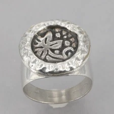 Vintage Silpada Oxidized Sterling Hammered Leaf Design Ring R1105 Size 6 HTF