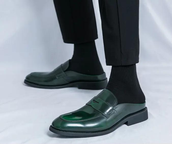 SAOLA Mules ciabatte vintage uomo a punta slip on business moda scarpe casual