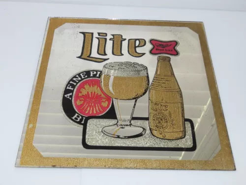 Vintage Carnival/Fair/Game/Prize 12" Glass Mirror Miller Lite High Life Beer