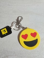 Discontinued Novelty Keychain Charm Accessories Heart Emoji New Yellow Silicone