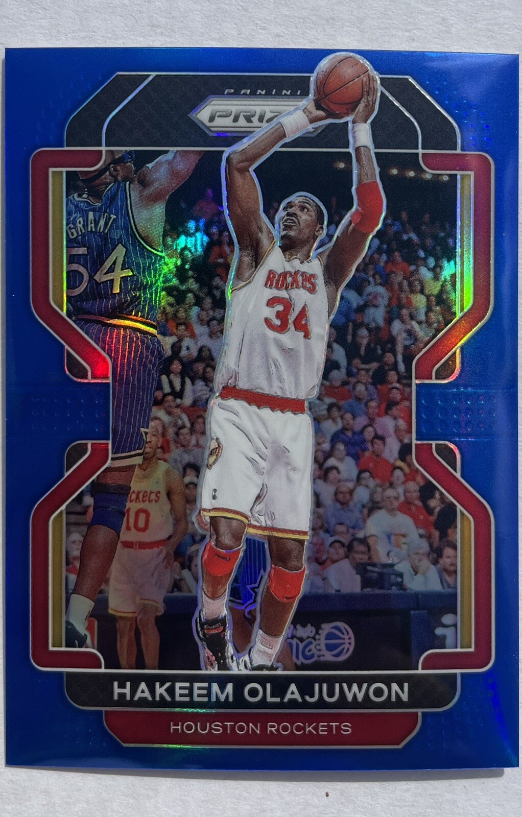 Hakeem Olajuwon 2021 Panini Prizm Blue Prizm #265 Serial Numbered 4/199