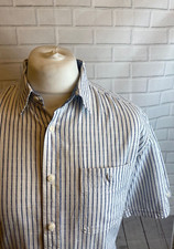 Mark  Spencer Shirt White Striped Short Sleeves Large Regular Fit