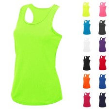 Womens Racer Back Vest Cool Quick Dry Wicking Casual Summer Yoga Gym Running Top