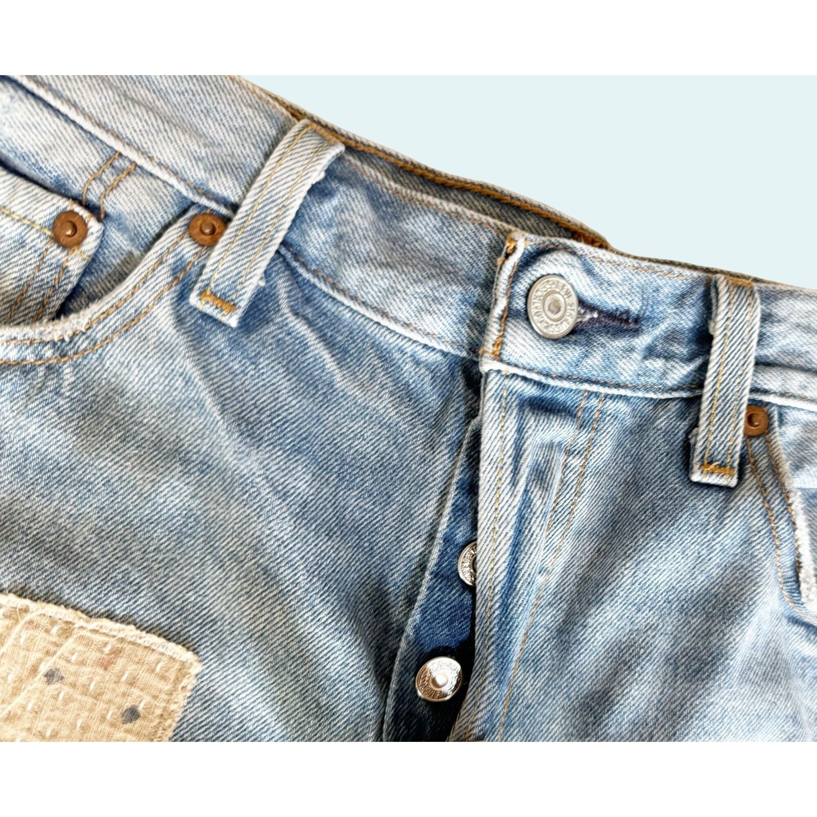 LEVI'S 501 Cut Off Button Fly Patchwork Distresse… - image 3