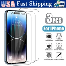 3X For iPhone 16 15 14 13 12 11 Pro Max Mini Tempered GLASS Screen Protector lot