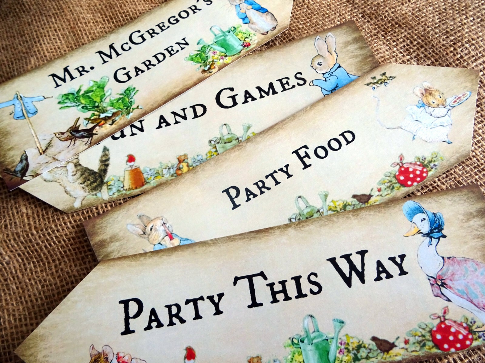 4 Peter Rabbit Character Party Decoration Arrow Signs - Can be ...
