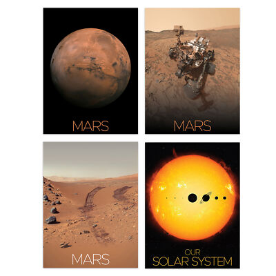 NASA Unser Sonnensystem Die Sonne Mars Oberfläche Kuriosität Rover Poster 4er Pack A4