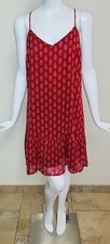 Old Navy Spaghetti Strap Racerback Drop Waist Red/ White Print Slip Dress Size M