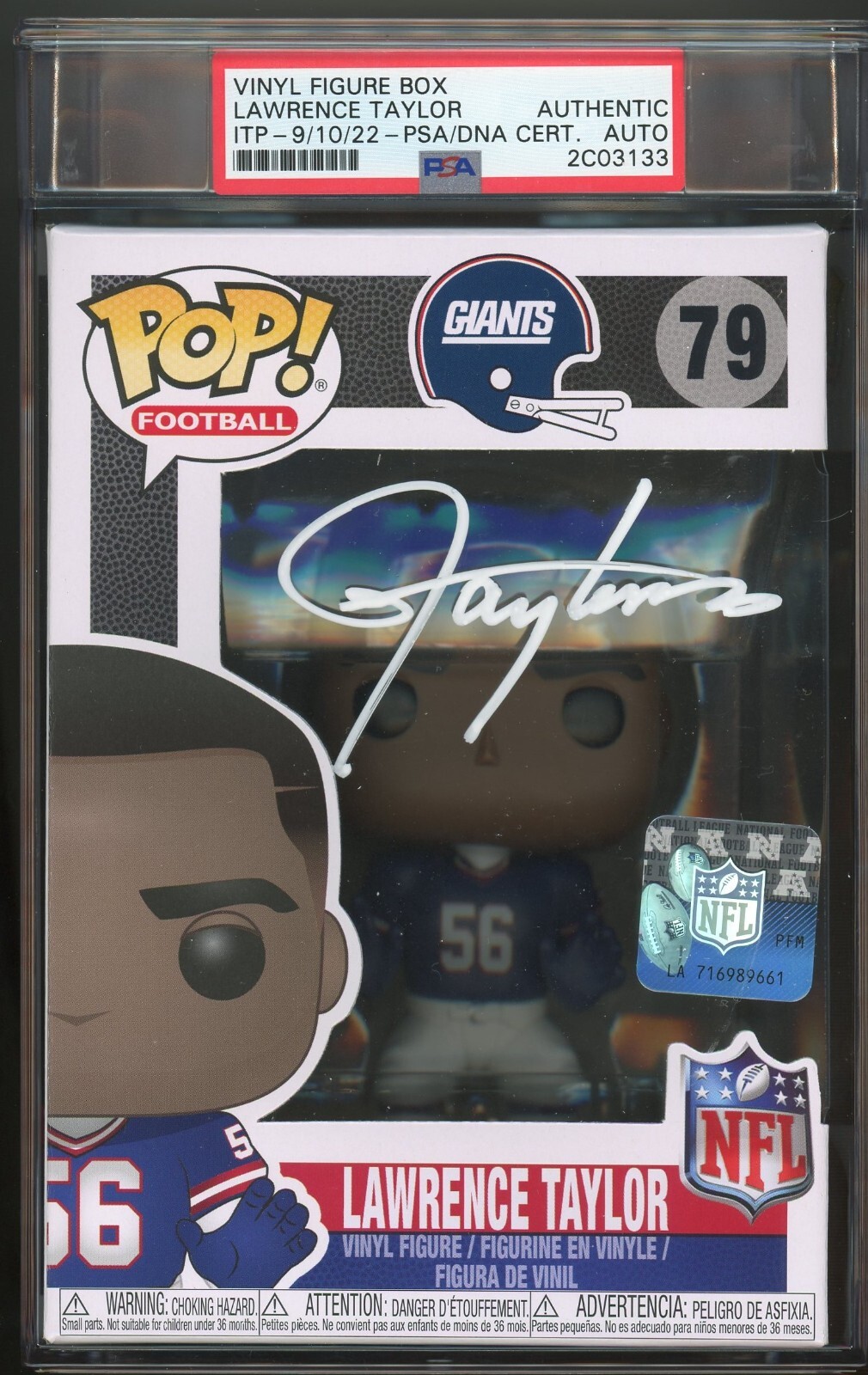 Lawrence Taylor - NY Giants - Autographed Funko POP 79 PSA/DNA Encapsulated 3
