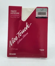 Vtg Sears Nice Touch Silken Sheers Sandalfoot Pantyhose "The Only Toe" White Q