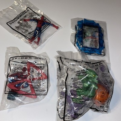 SPIDER-MAN toy set (4) Original movie Marvel Sony Carls Jr Hardees 2002 NIOP