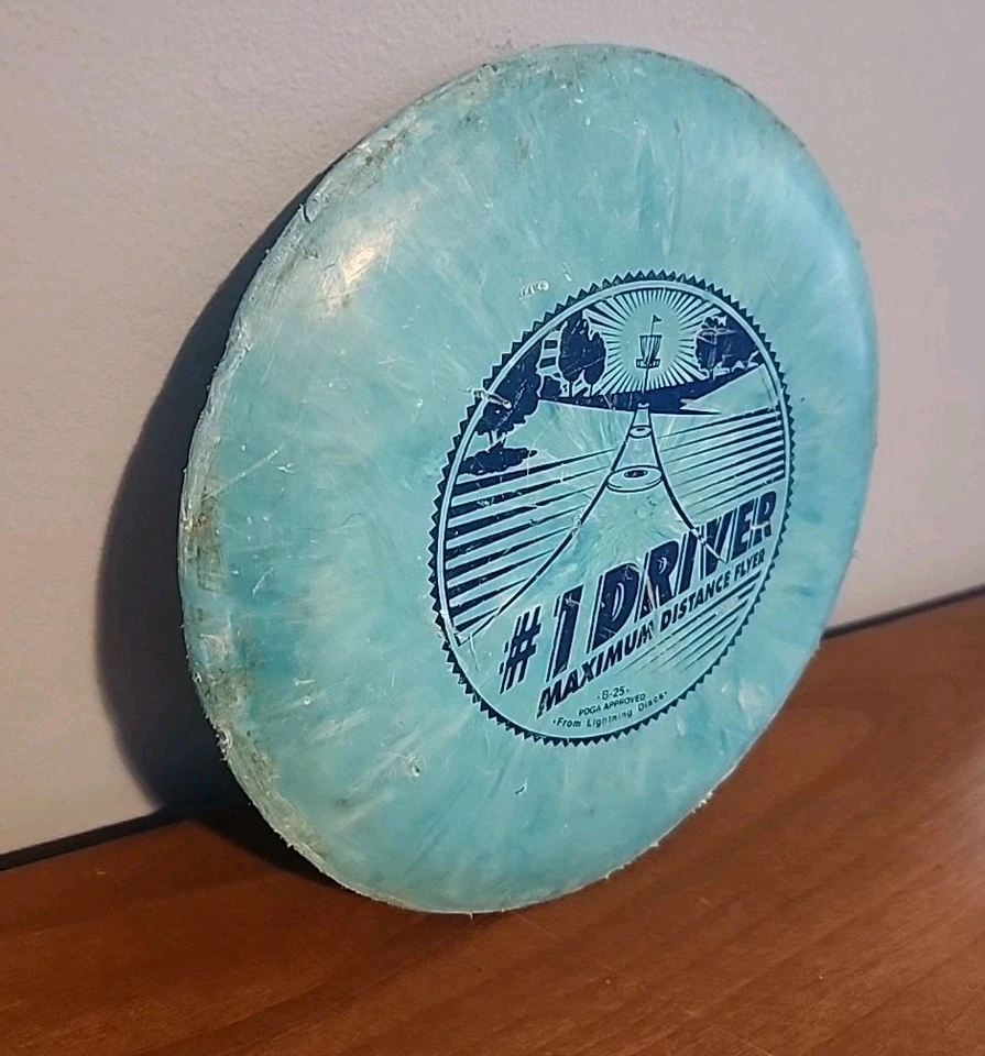 Vintage Lightning Rare #1 Flyer Maximum Distance Driver B-25 175g PDGA Blue Disc - Image 2 of 4