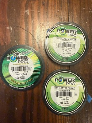 Lot of 3 Fishing Line Power Pro Braided Moss Green 10lb 20lb 50lb Spectra