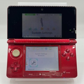 Nintendo 3DS region free Flare Red console / Charger / SD card / Stylus pen