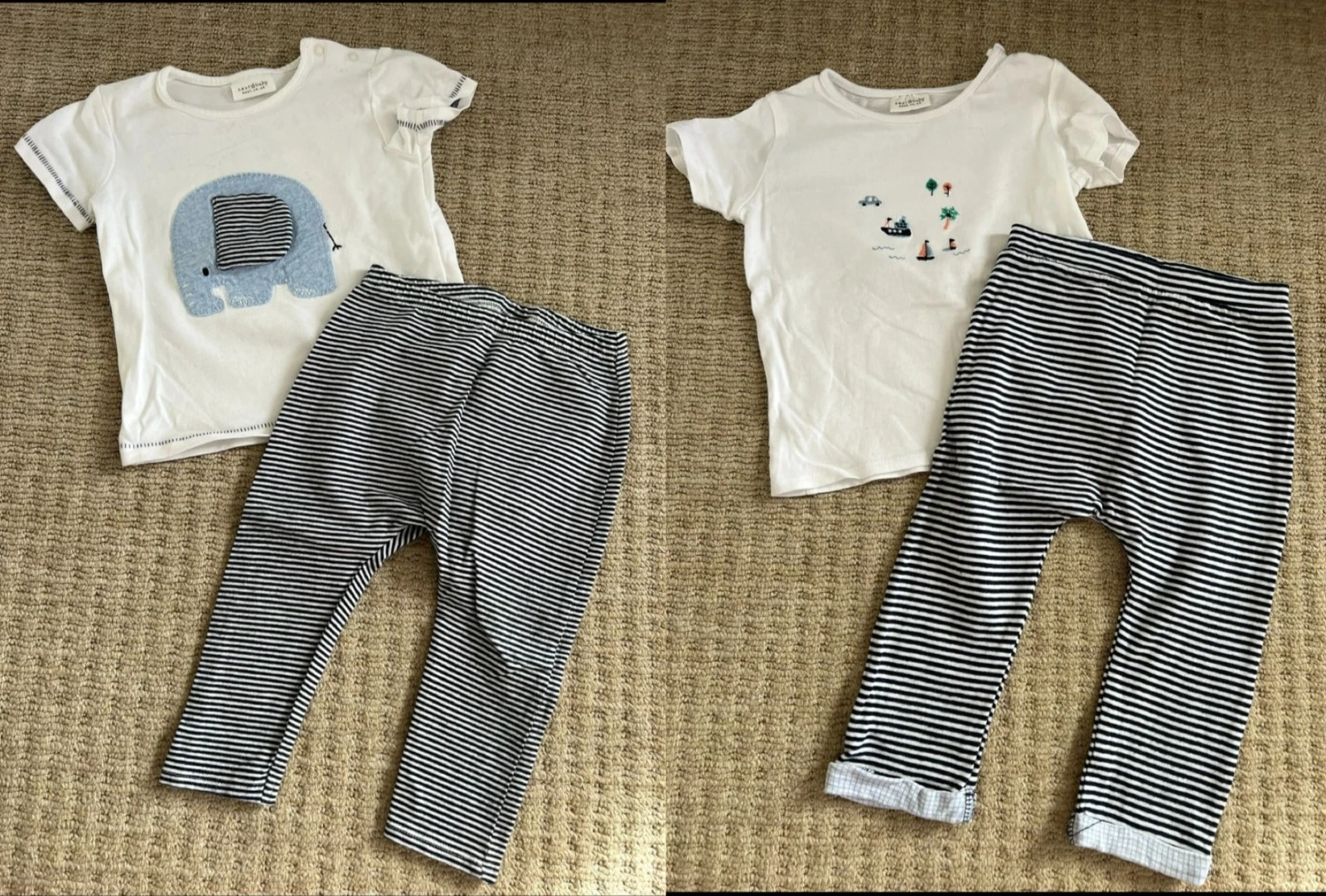 4 Next 9-12 Months Clothes Bundle 2 Piece Set Legging T-Shirt Short Sleeve Boat