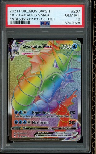 PSA 10 GEM MINT Pokemon Gyarados VMAX Evolving Skies Secret Rare 207/203
