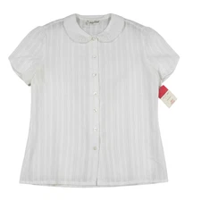 NWT VTG JUDY BOND Semi-Sheer TWILL Button-Up TULIP SLEEVES Blouse/Top Sz 14