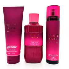 3 Bath  Body Works FRUITY MUSK Fine Fragrance Mist Body Wash  Body Cream Set