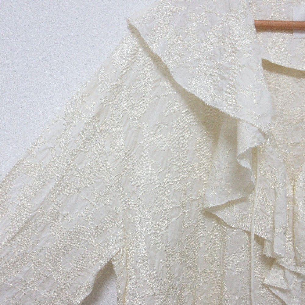 AMERI 2-Way Embroidery Ruffle Blouse, Long Sleeve… - image 5