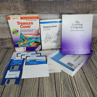 1992 Treasure Cove Big Box PC Game IBM MS-DOS 3.5 & 5.25 Disks Learning Company
