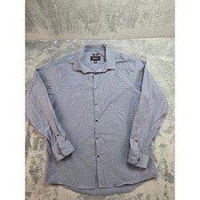 Awearness Kenneth Cole Mens 17 34/35 Slim Fit Non-Iron Dress Shirt Blue Printed