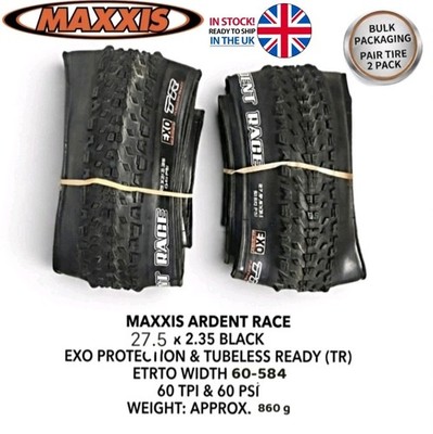 2x Maxxis Ardent Race 27,5 x 2,35 MTB Reifen EXO TR Tubeless Ready UVP 120£