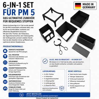 6-in-1 Set für PM 5   Das ultimative Zubehör für bequemes Stopfen