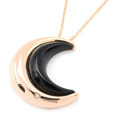 DAMIANI Spicchi di Luna Diamant Onyx Halskette K18 Roségold 7g Mond Anhänger