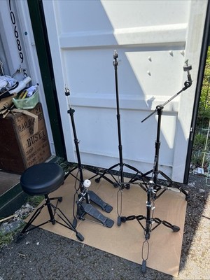Drum Kit Hardware Set. Cymbal Stands. Snare Hi Hat Stand Pedal Stool Free P&P.